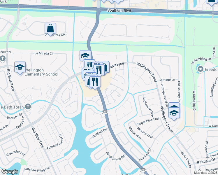 map of restaurants, bars, coffee shops, grocery stores, and more near 428 Goldenwood Way in Wellington
