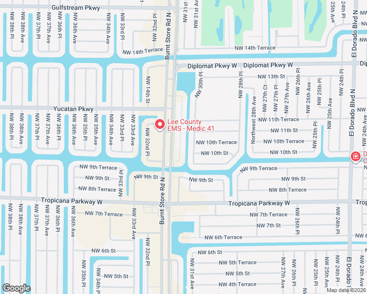 map of restaurants, bars, coffee shops, grocery stores, and more near 1009 Northwest 31st Place in Cape Coral