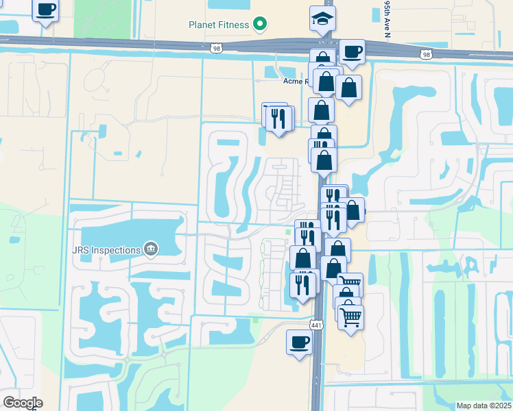 map of restaurants, bars, coffee shops, grocery stores, and more near 2264 Shoma Drive in Wellington