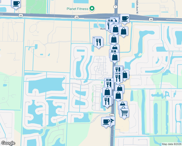 map of restaurants, bars, coffee shops, grocery stores, and more near 2242 Shoma Drive in West Palm Beach
