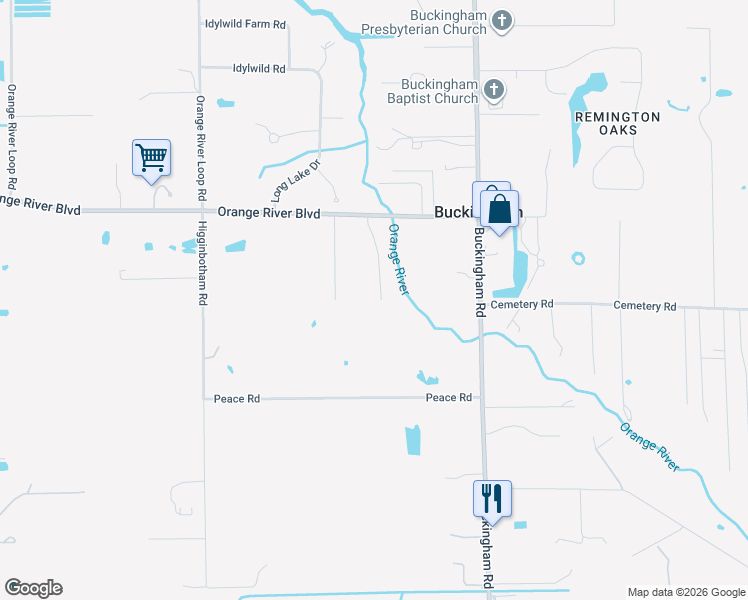 map of restaurants, bars, coffee shops, grocery stores, and more near 4940 Shady River Lane in Fort Myers