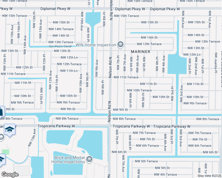 map of restaurants, bars, coffee shops, grocery stores, and more near 1161 Nelson Road North in Cape Coral