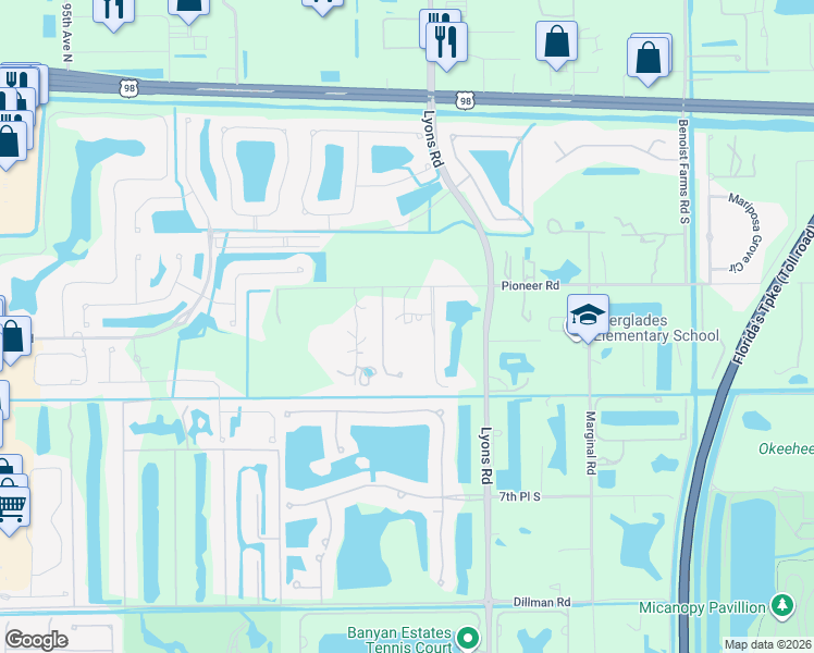 map of restaurants, bars, coffee shops, grocery stores, and more near 355 86th Terrace South in West Palm Beach