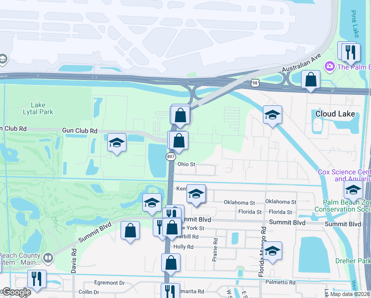 map of restaurants, bars, coffee shops, grocery stores, and more near 2926 Ranch House Road in West Palm Beach
