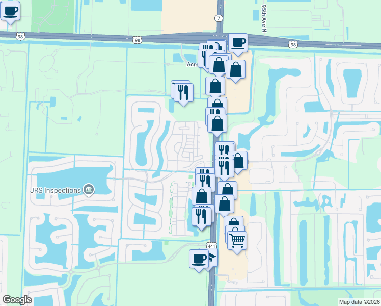 map of restaurants, bars, coffee shops, grocery stores, and more near 2911 Shoma Drive in West Palm Beach