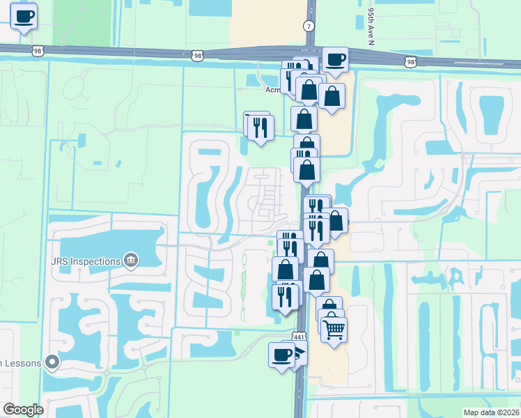 map of restaurants, bars, coffee shops, grocery stores, and more near 2911 Shoma Drive in West Palm Beach