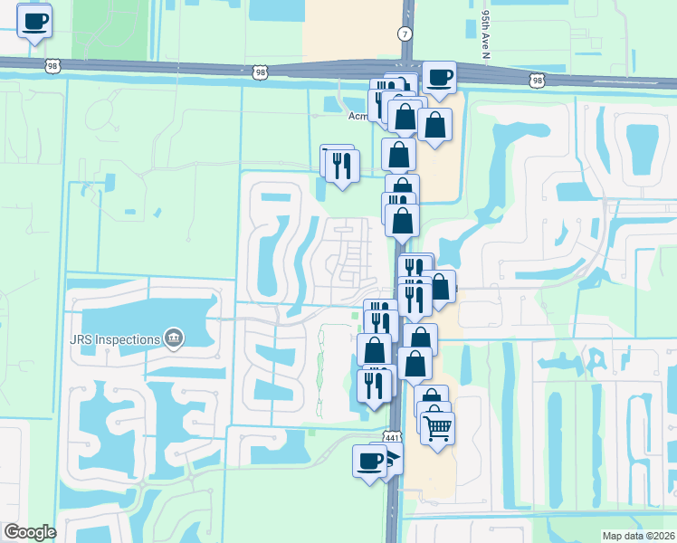map of restaurants, bars, coffee shops, grocery stores, and more near 3102 Shoma Drive in West Palm Beach