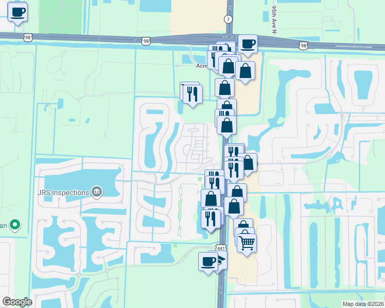 map of restaurants, bars, coffee shops, grocery stores, and more near 2911 Shoma Drive in West Palm Beach