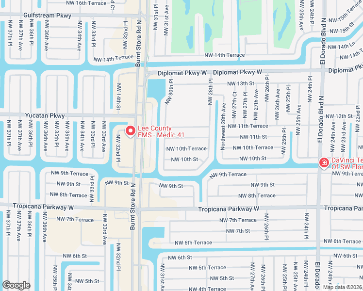 map of restaurants, bars, coffee shops, grocery stores, and more near 2906 Northwest 10th Terrace in Cape Coral