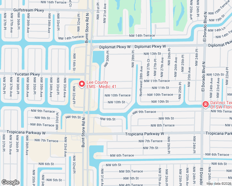 map of restaurants, bars, coffee shops, grocery stores, and more near 2906 Northwest 10th Terrace in Cape Coral