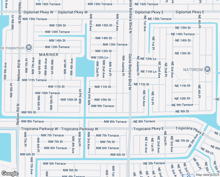 map of restaurants, bars, coffee shops, grocery stores, and more near 112 Northwest 11th Street in Cape Coral