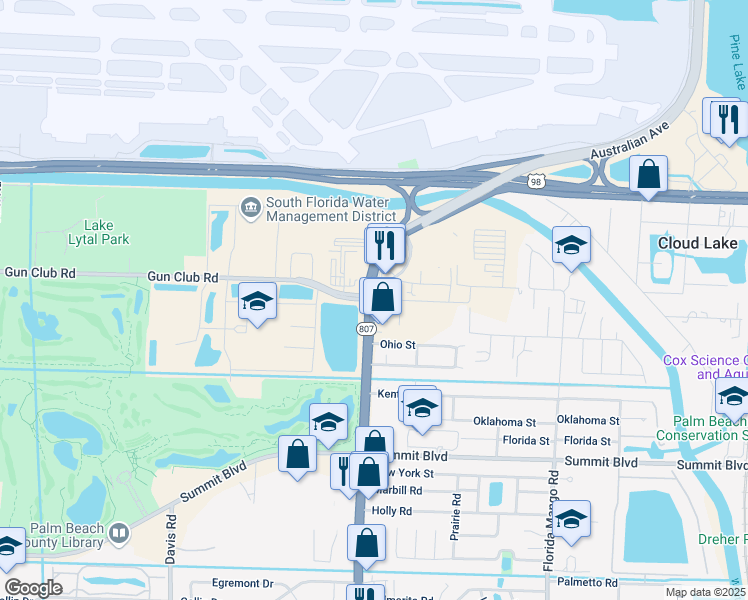 map of restaurants, bars, coffee shops, grocery stores, and more near 2860 Ranch House Road in West Palm Beach