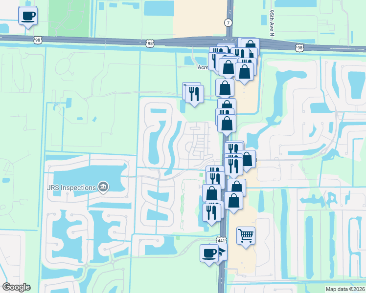map of restaurants, bars, coffee shops, grocery stores, and more near 2314 Shoma Lane in West Palm Beach