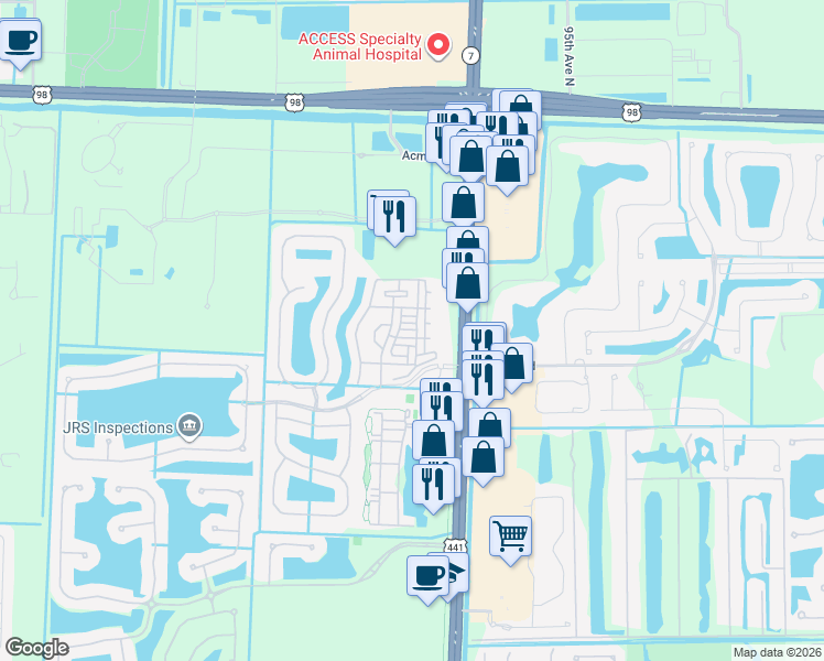 map of restaurants, bars, coffee shops, grocery stores, and more near 3807 Shoma Drive in West Palm Beach