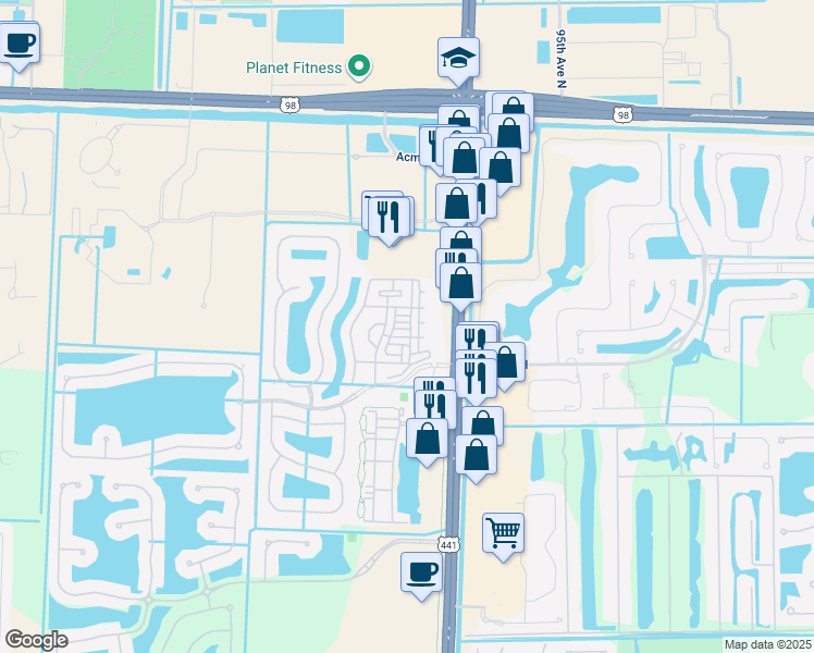 map of restaurants, bars, coffee shops, grocery stores, and more near 3504 Shoma Drive in West Palm Beach