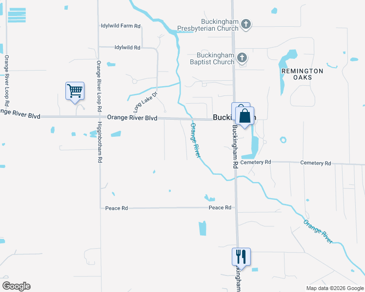 map of restaurants, bars, coffee shops, grocery stores, and more near 4880 Shady River Lane in Fort Myers