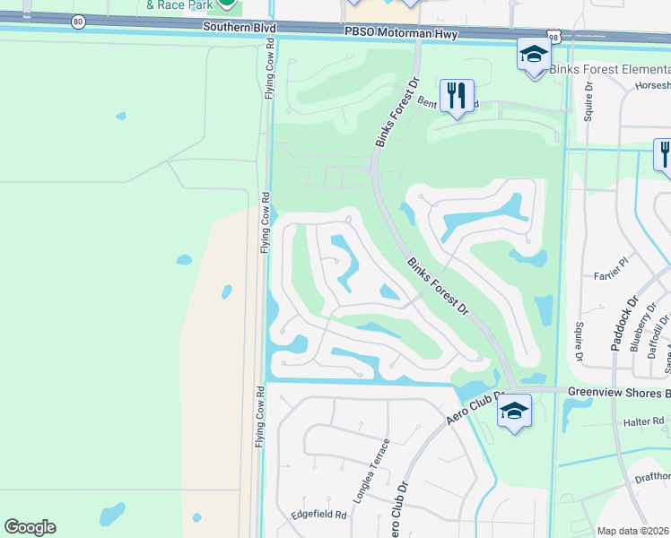 map of restaurants, bars, coffee shops, grocery stores, and more near 15789 Cypress Chase Lane in Wellington