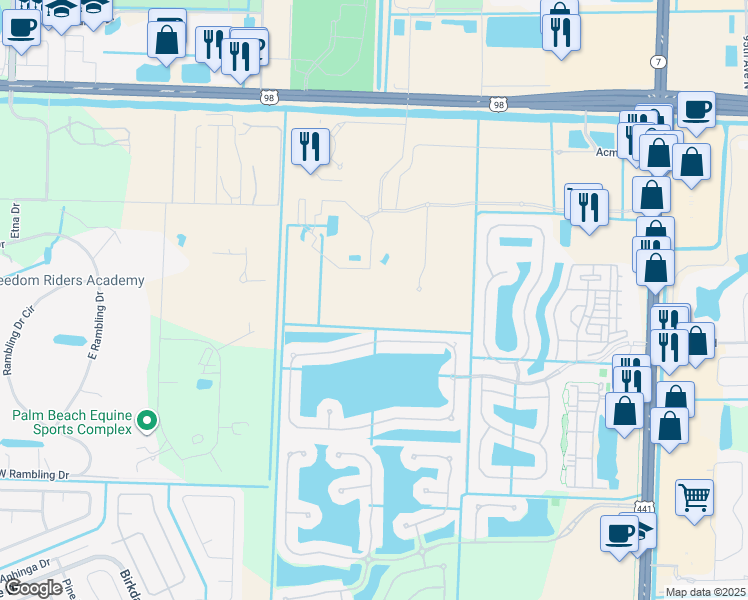 map of restaurants, bars, coffee shops, grocery stores, and more near 10670 Acme Road in Wellington