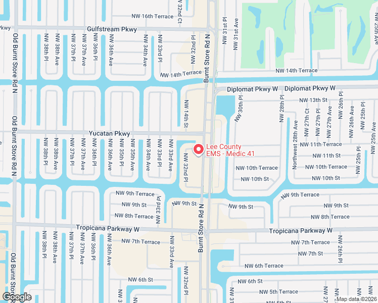 map of restaurants, bars, coffee shops, grocery stores, and more near 1037 NW 32nd Pl in Cape Coral