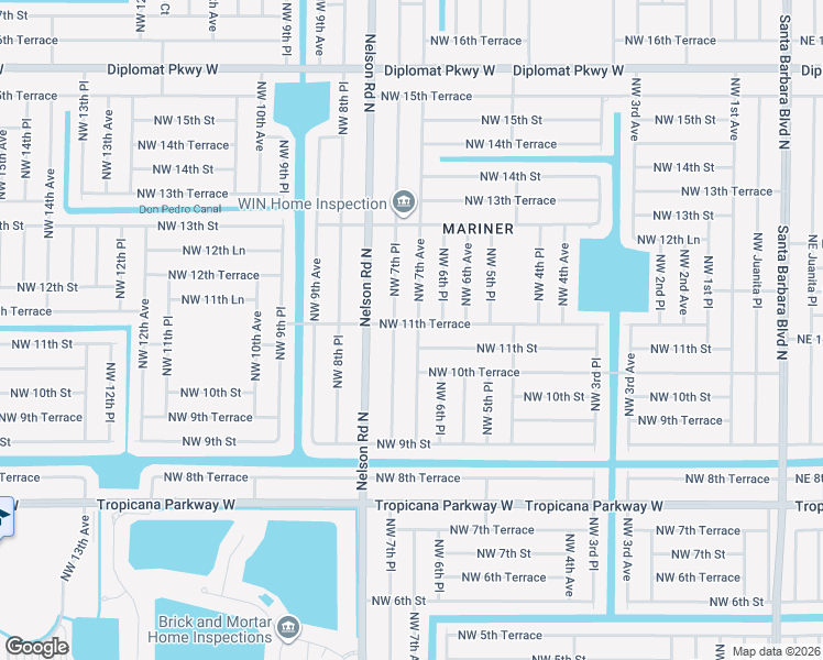 map of restaurants, bars, coffee shops, grocery stores, and more near 1110 Northwest 7th Avenue in Cape Coral