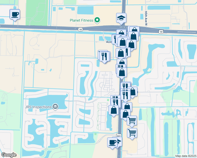 map of restaurants, bars, coffee shops, grocery stores, and more near 2446 Shoma Drive in West Palm Beach