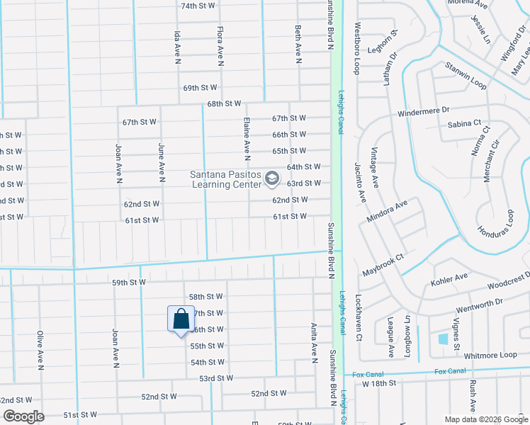 map of restaurants, bars, coffee shops, grocery stores, and more near 6014 Dora Avenue North in Lehigh Acres