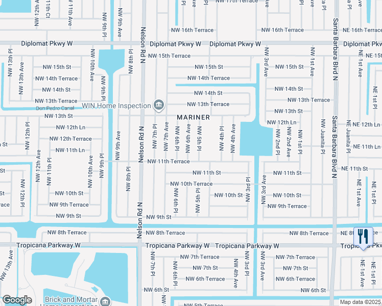 map of restaurants, bars, coffee shops, grocery stores, and more near 1130 Northwest 6th Avenue in Cape Coral