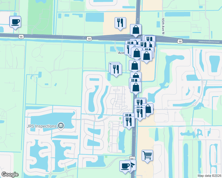map of restaurants, bars, coffee shops, grocery stores, and more near 2200 Shoma Drive in West Palm Beach