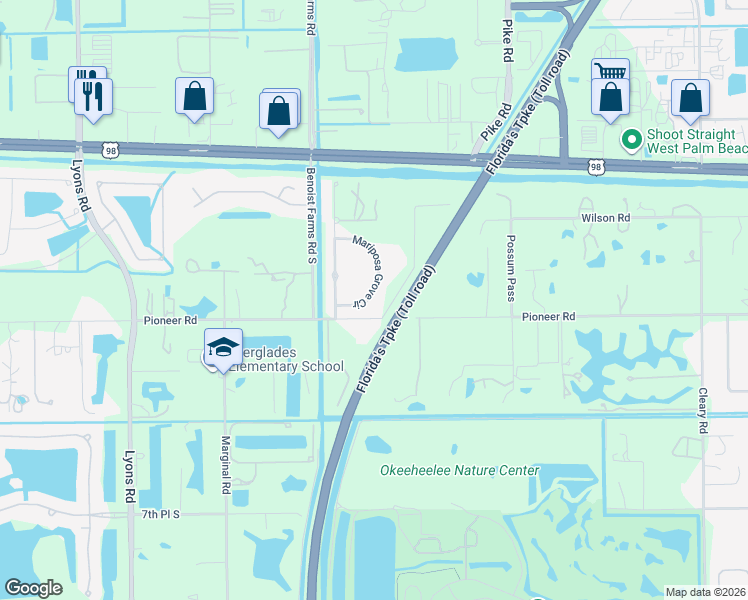 map of restaurants, bars, coffee shops, grocery stores, and more near 8067 Mariposa Grove Circle in West Palm Beach