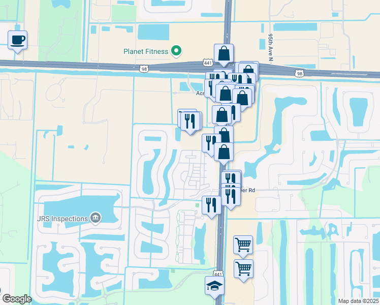 map of restaurants, bars, coffee shops, grocery stores, and more near 2153 Shoma Drive in West Palm Beach