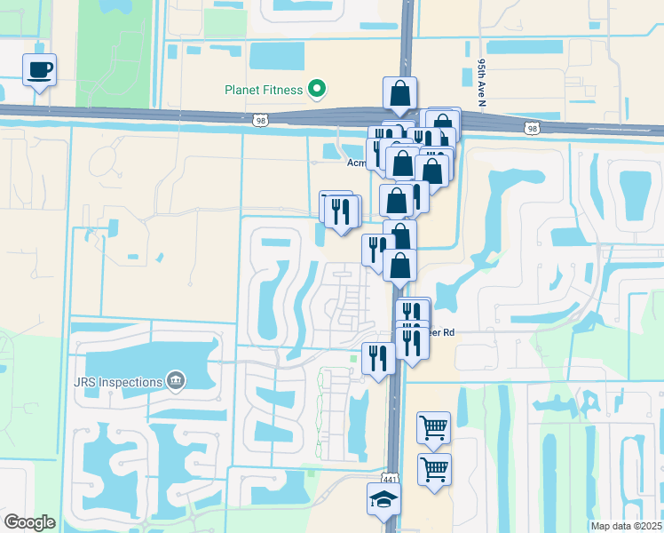 map of restaurants, bars, coffee shops, grocery stores, and more near 2200 Shoma Drive in West Palm Beach