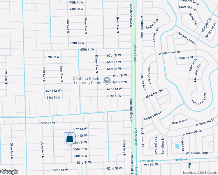 map of restaurants, bars, coffee shops, grocery stores, and more near 2611 63rd Street West in Lehigh Acres