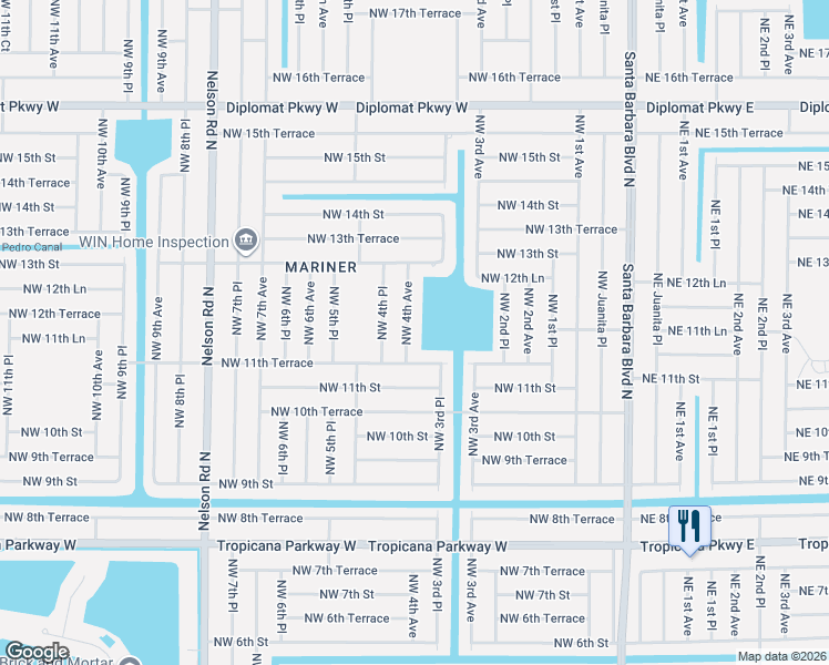 map of restaurants, bars, coffee shops, grocery stores, and more near 1135 Northwest 4th Avenue in Cape Coral