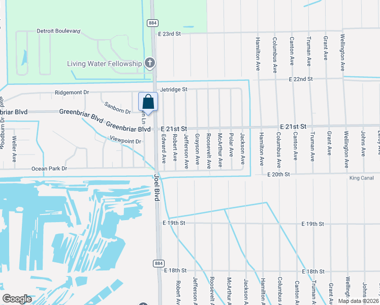 map of restaurants, bars, coffee shops, grocery stores, and more near 2010 Jefferson Avenue in Alva
