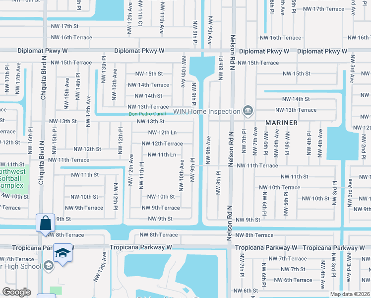 map of restaurants, bars, coffee shops, grocery stores, and more near 1133 Northwest 10th Avenue in Cape Coral
