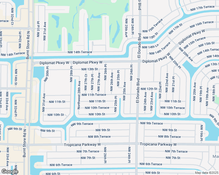 map of restaurants, bars, coffee shops, grocery stores, and more near 1126 Northwest 26th Avenue in Cape Coral