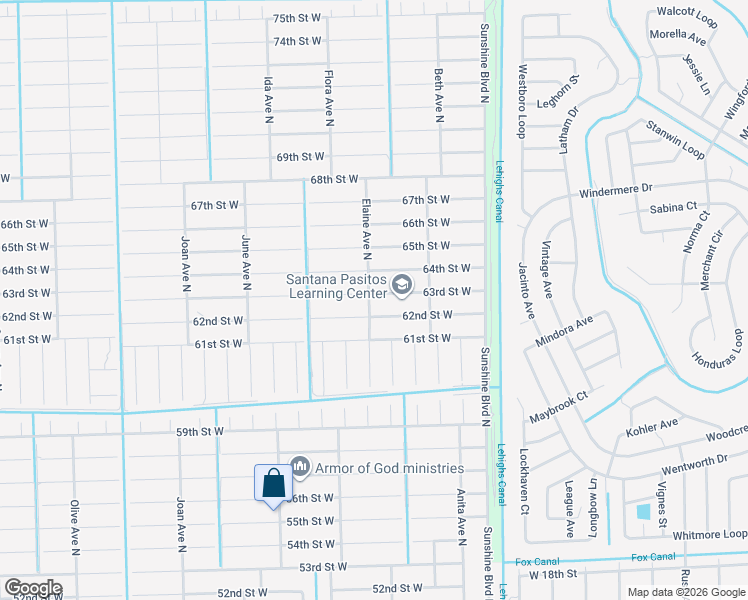 map of restaurants, bars, coffee shops, grocery stores, and more near 2701 63rd Street West in Lehigh Acres