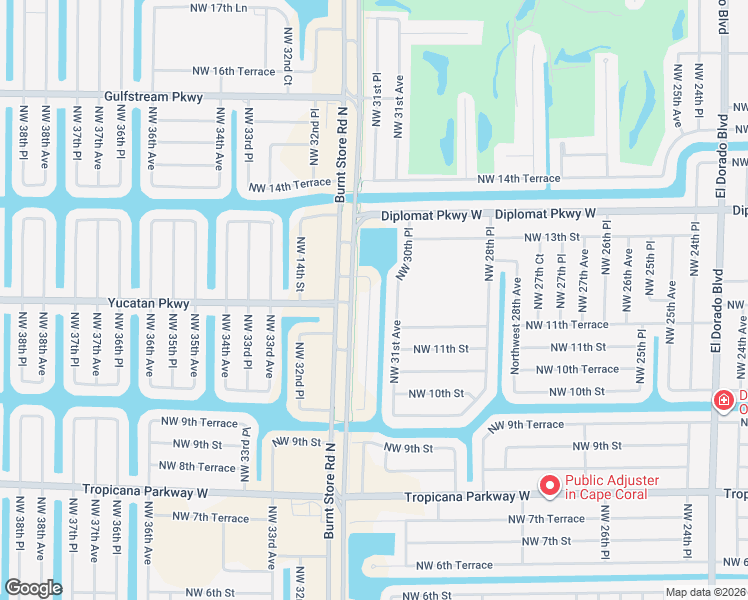 map of restaurants, bars, coffee shops, grocery stores, and more near 1135 Northwest 31st Place in Cape Coral