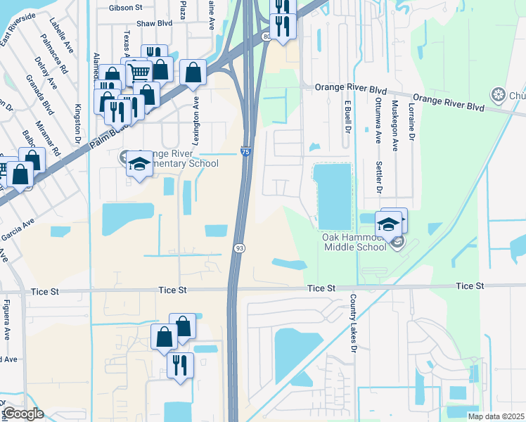 map of restaurants, bars, coffee shops, grocery stores, and more near 9502 Green Cypress Lane in Fort Myers