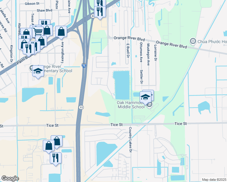 map of restaurants, bars, coffee shops, grocery stores, and more near 4781 Lakeside Club Boulevard in Fort Myers