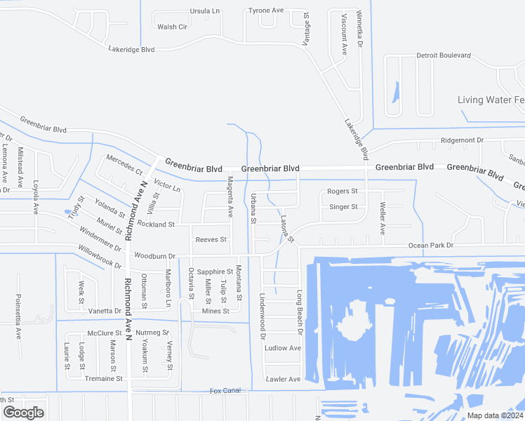 map of restaurants, bars, coffee shops, grocery stores, and more near 351 Justice Avenue in Lehigh Acres