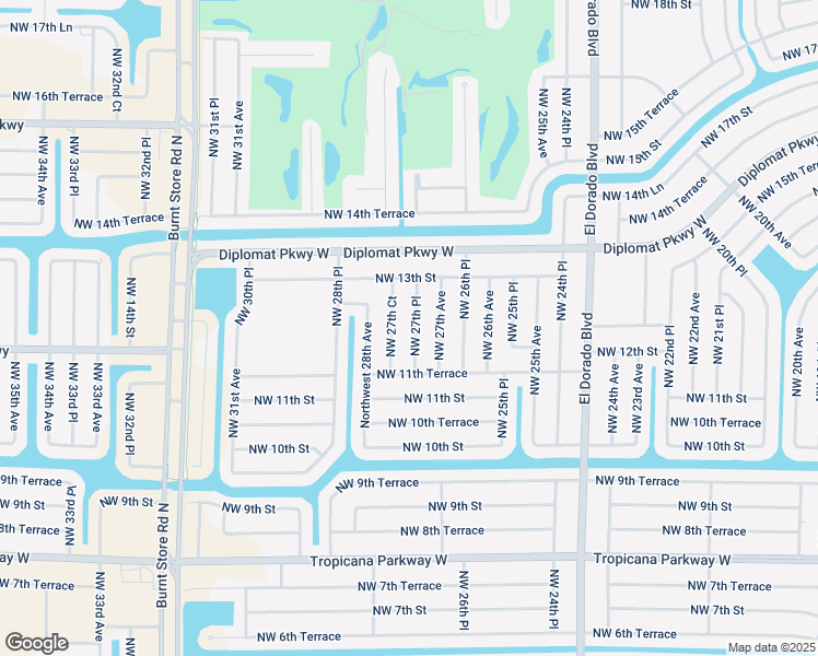 map of restaurants, bars, coffee shops, grocery stores, and more near 1129 Northwest 27th Court in Cape Coral