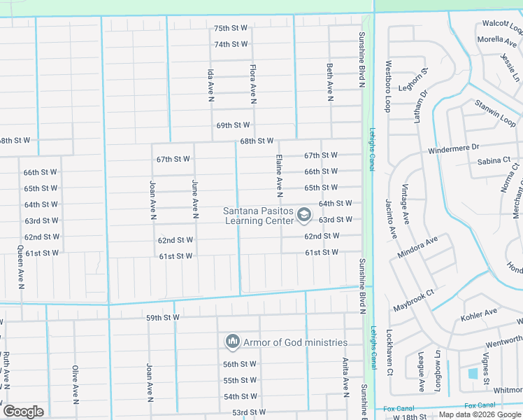 map of restaurants, bars, coffee shops, grocery stores, and more near 2712 64th Street West in Lehigh Acres