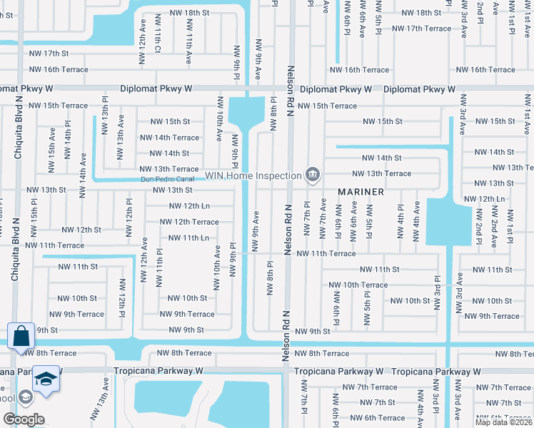 map of restaurants, bars, coffee shops, grocery stores, and more near 1206 Northwest 8th Place in Cape Coral