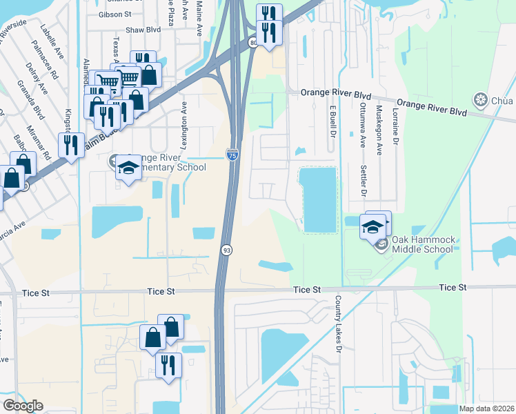 map of restaurants, bars, coffee shops, grocery stores, and more near 4752 Blackberry Drive in Fort Myers