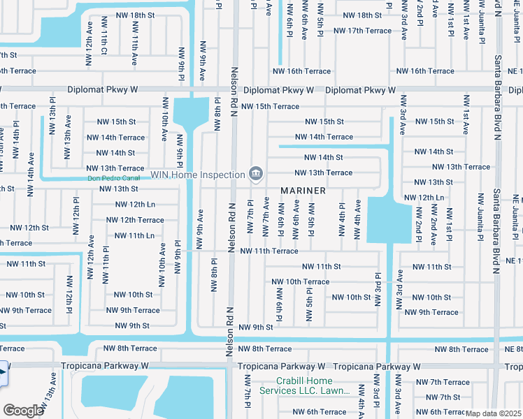 map of restaurants, bars, coffee shops, grocery stores, and more near 1160 Northwest 7th Avenue in Cape Coral