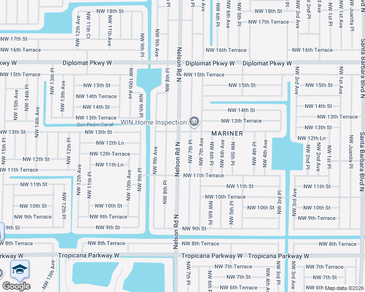 map of restaurants, bars, coffee shops, grocery stores, and more near 1161 Nelson Road North in Cape Coral