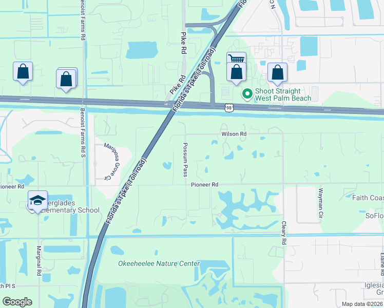 map of restaurants, bars, coffee shops, grocery stores, and more near 224 Possum Pass in West Palm Beach