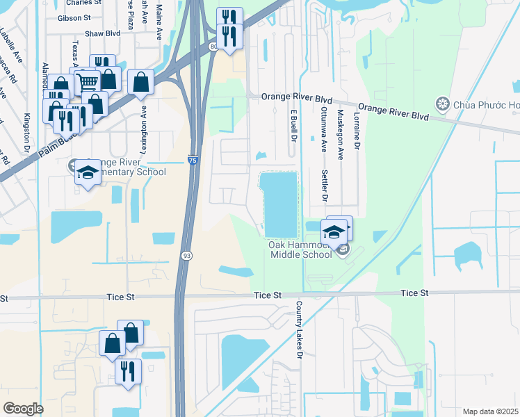 map of restaurants, bars, coffee shops, grocery stores, and more near 4721 Lakeside Club Boulevard in Fort Myers