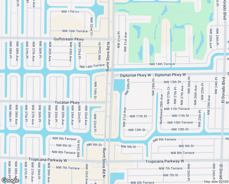 map of restaurants, bars, coffee shops, grocery stores, and more near 3031 Southwest 12th Avenue in Cape Coral